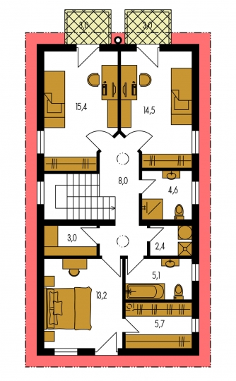 Floor plan of second floor - MERKUR 1